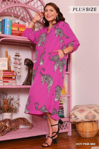 Cheetah & Pink Shirt Dress Style