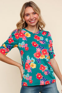 Janet Teal & Floral Top