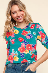 Janet Teal & Floral Top