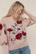 Julia Fashion Sweater- Burgundy Floral