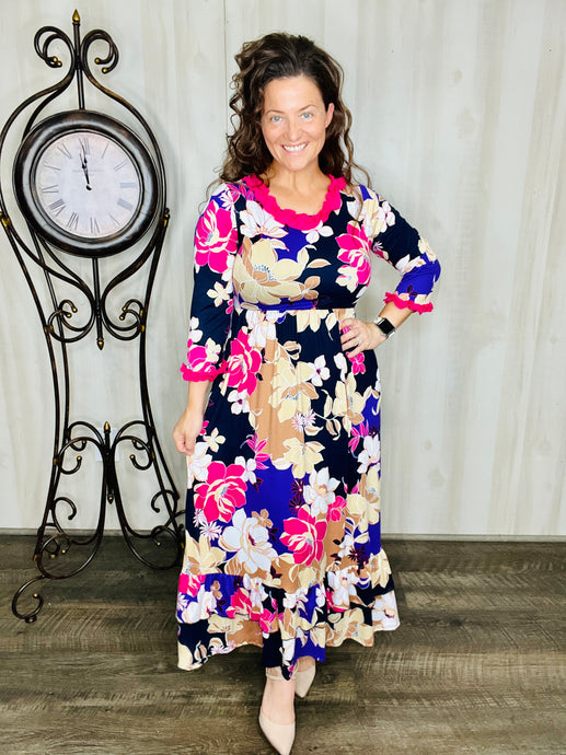 Rachel Ruffle Dress- Multicolored Floral