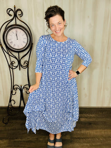 Jennifer Blue Geometric Dress