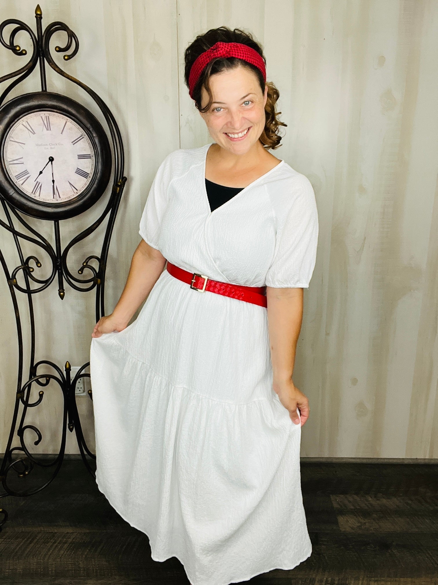 winter white midi dress Tuckernuck Winter White Side Button Jamie Dress Winter White / M