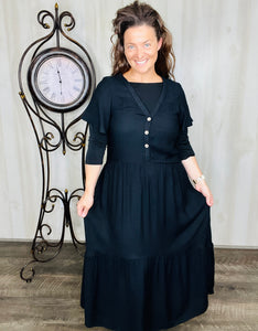 Lisa Black & Ruffle Summer Dress