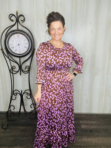 Rachel Ruffle Dress- Brown Leopard