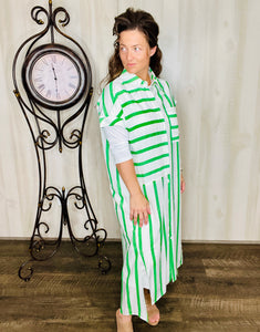 Green Striped Shirt Dress