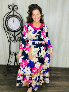 Rachel Ruffle Dress- Multicolored Floral