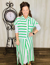 Green Striped Shirt Dress