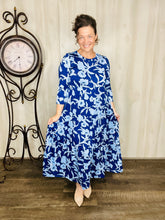 Tonya Marie Tiered Dress-Royal Blue Floral