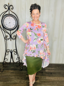 Lavender & Lovely Floral High Low Tunic