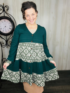 Hunter Green Geometric Tunic/Dress