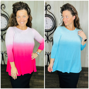 Ombre Tie Dye Top-Baby Blue or Pink