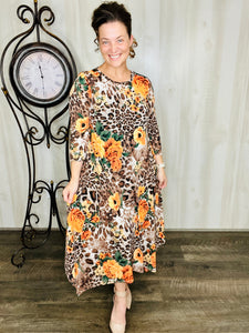 Marissa Handkerchief Dress- Leopard & Floral