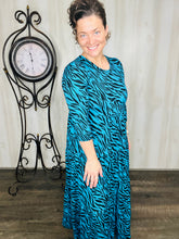Tonya Tiered Dress- Teal Tiger