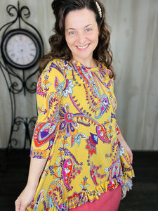 Sunshine Paisley & Floral High-Low Tunic