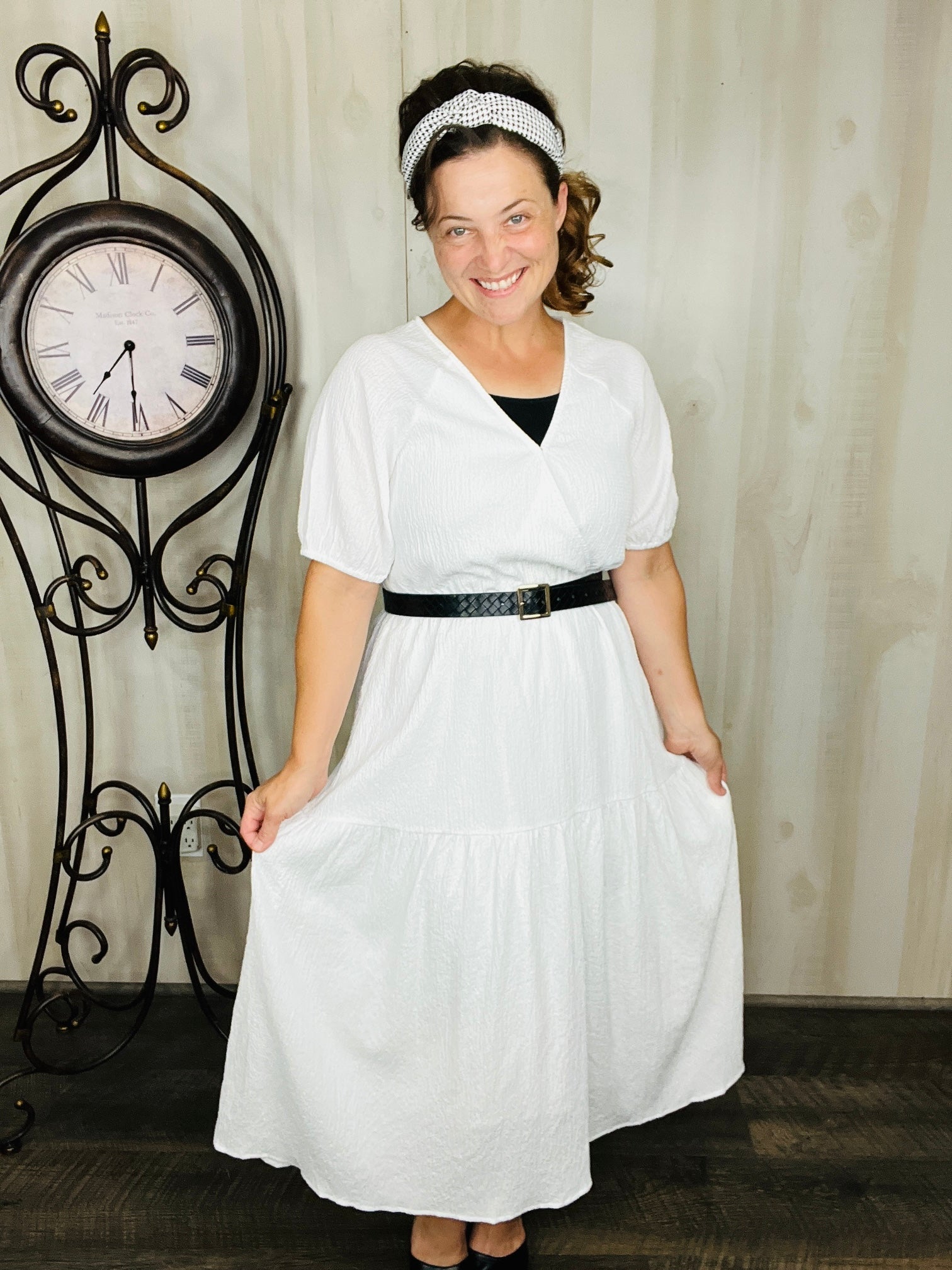 midi winter white dress Tuckernuck Winter White Side Button Jamie Dress Winter White / M