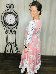 Michella Pink Floral & Polkadot Dress