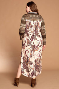 Lilly Stripes & Paisley Dress/Cardigan-PLUS