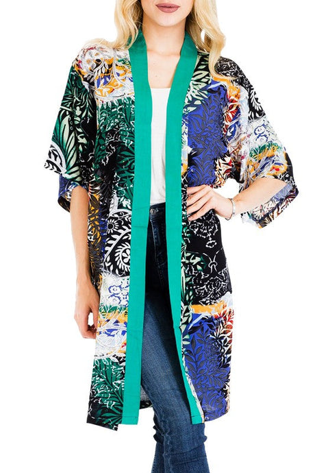 Abstract & Floral Kimono/Cardigan