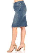 Debbie Button Front Jean Skirt-Vintage wash