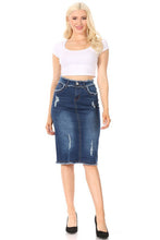 Trendy & Distressed Jean Skirt-Medium Wash