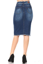 Trendy & Distressed Jean Skirt-Medium Wash