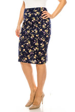 Laura Small Floral Navy Pencil Skirt