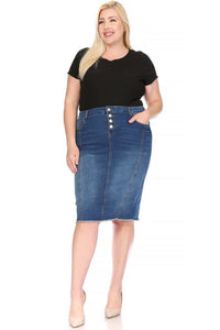 Stephanie Button Jean Skirt