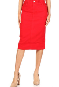Melissa Twill Skirt-Red