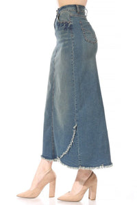 Diana Vintage Wash Long Jean Skirt