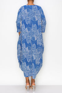 Blue Geometric Parachute Dress