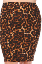 Laura Dark Brown Leopard Print Skirt- Textured