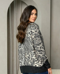 Kaylee Cozy Leopard Oversized Top