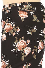 Laura Black & Mocha Floral Pencil Skirt