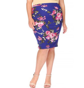Laura Royal Blue Floral Pencil Skirt