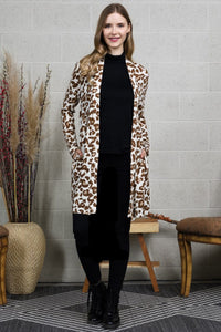 Julia Leopard Knit Cardigan-Taupe