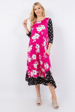 Michella Hot Pink Floral & Polka Dot Dress*