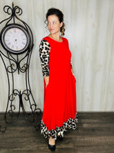 Michella Red & Leopard Print Dress*