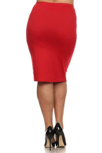 Laura Red Pencil Style Skirt-Textured (PLUS)