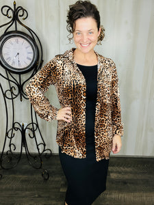 Velvet & Leopard Button Front Top