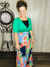 Kelly Green & Floral Maxi Dress