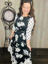 Michella Black Floral & Polka Dot Dress