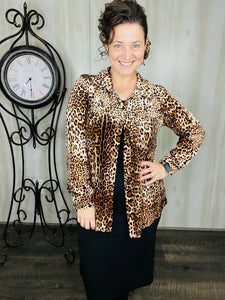 Velvet & Leopard Button Front Top