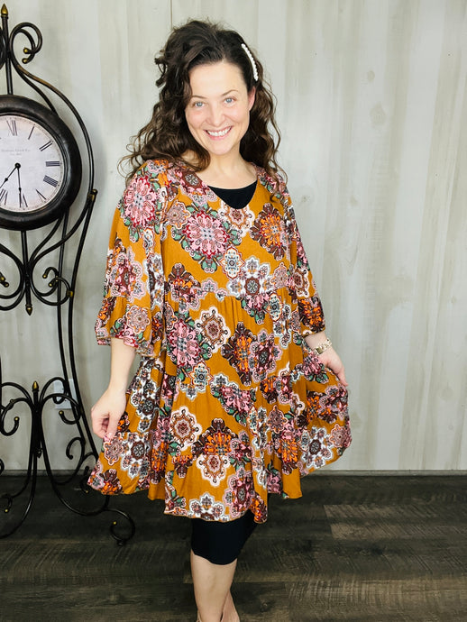 Vintage Ruffle Tunic/Dress-Mocha