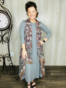 Jillian Flowy Hanky Dress- Charcoal