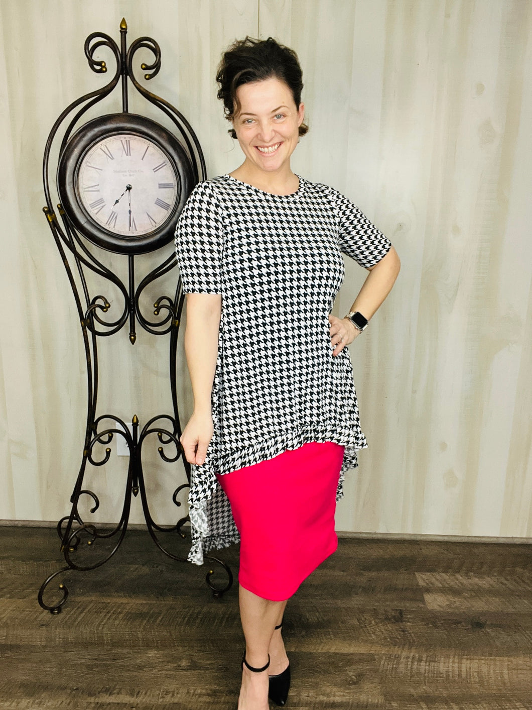 Houndstooth High-Low Tunic