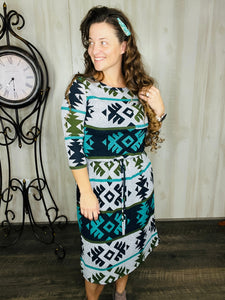 Tauren Tribal Drawstring Midi Dress