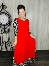 Michella Red & Leopard Print Dress*