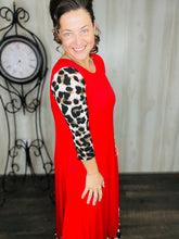 Michella Red & Leopard Print Dress*