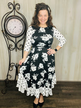 Michella Black Floral & Polka Dot Dress